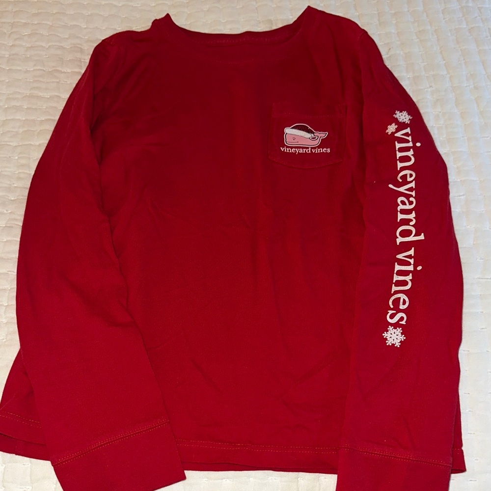 Vineyard Vines Kid’s Festive Red Long Sleeve Tee